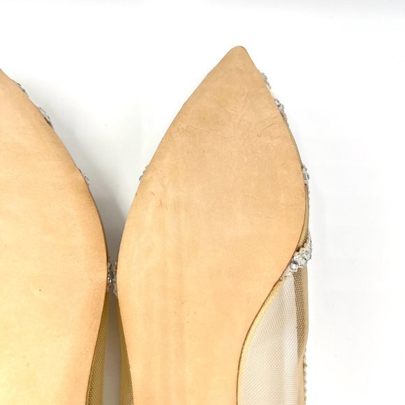 Badgley Mischka BHLDN Size 11 Gigi Pointed Toe Jeweled Ivory Ballet Flats Shoes - Picture 11 of 13